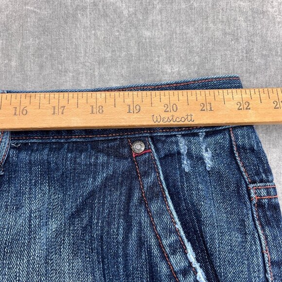 Gilyard Mfg Co Jeans Men 46W x 34L Blue Red Distress Heavy Ounce Y2K Hip Hop‎ - Picture 6 of 14